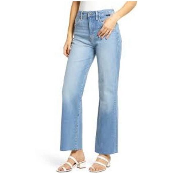 Mavi Jeans Victoria High Waist Distressed Raw Hem Wide Leg Jeans - Picture 10 of 10